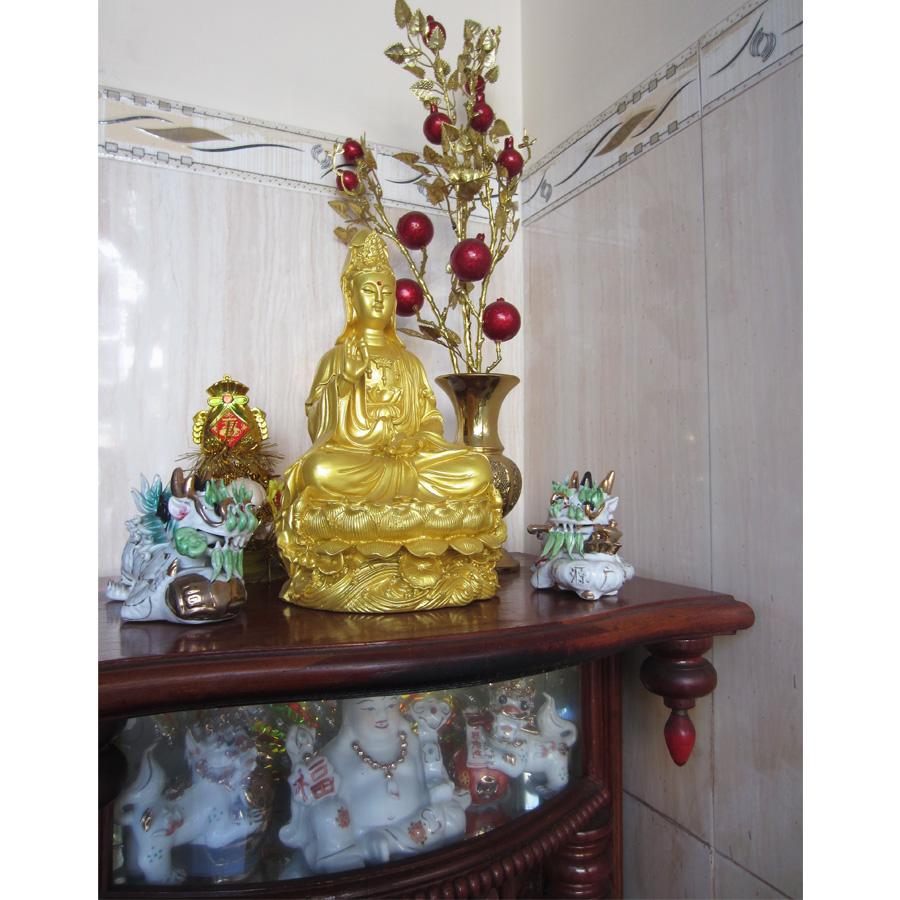 Tượng phật Quan âm tọa đài sen QADV29
