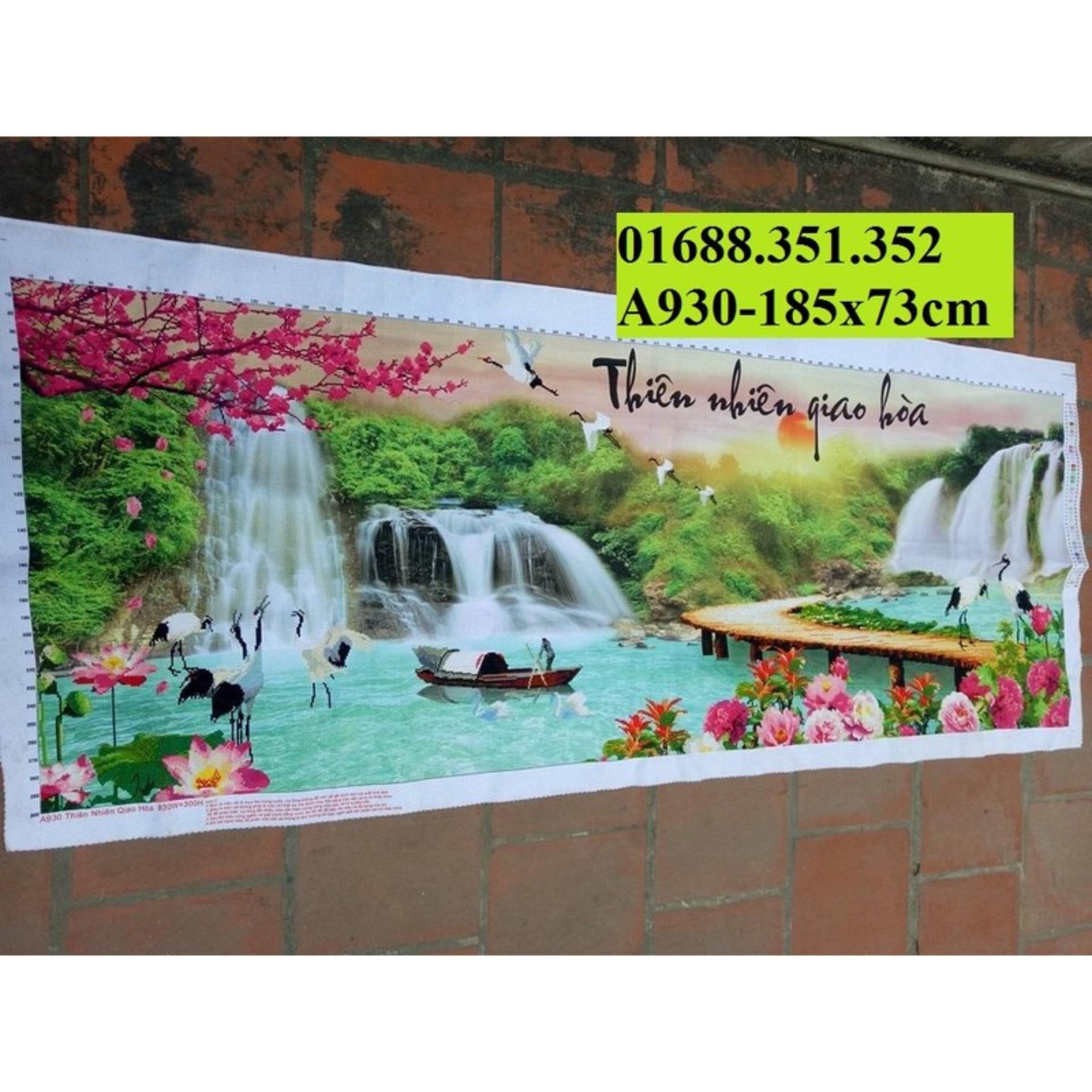 Tranh thêu chữ thập THIÊN NHIÊN GIAO HÒA đã thêu A930-185x73cm