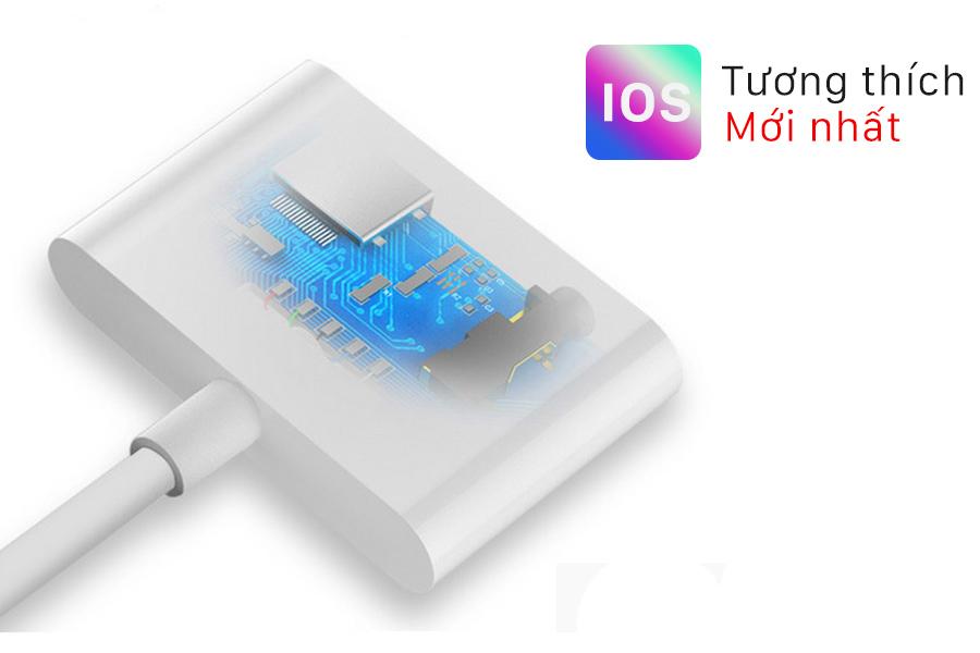 Jack chia Lightning ra 3.5mm kèm cổng sạc cho iPhone, iPad