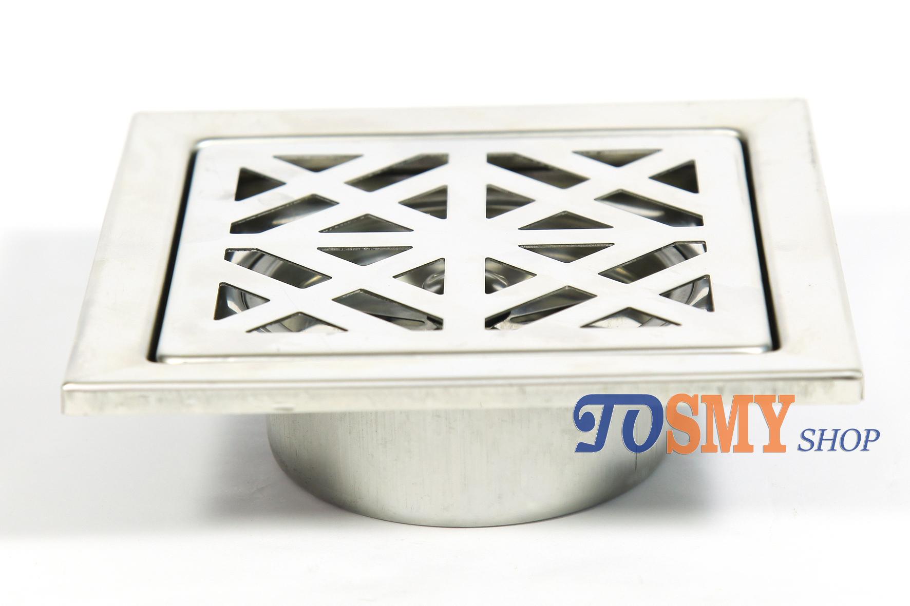 Hố ga thoát sàn inox chống hôi 15x15cm hg01 phi 90