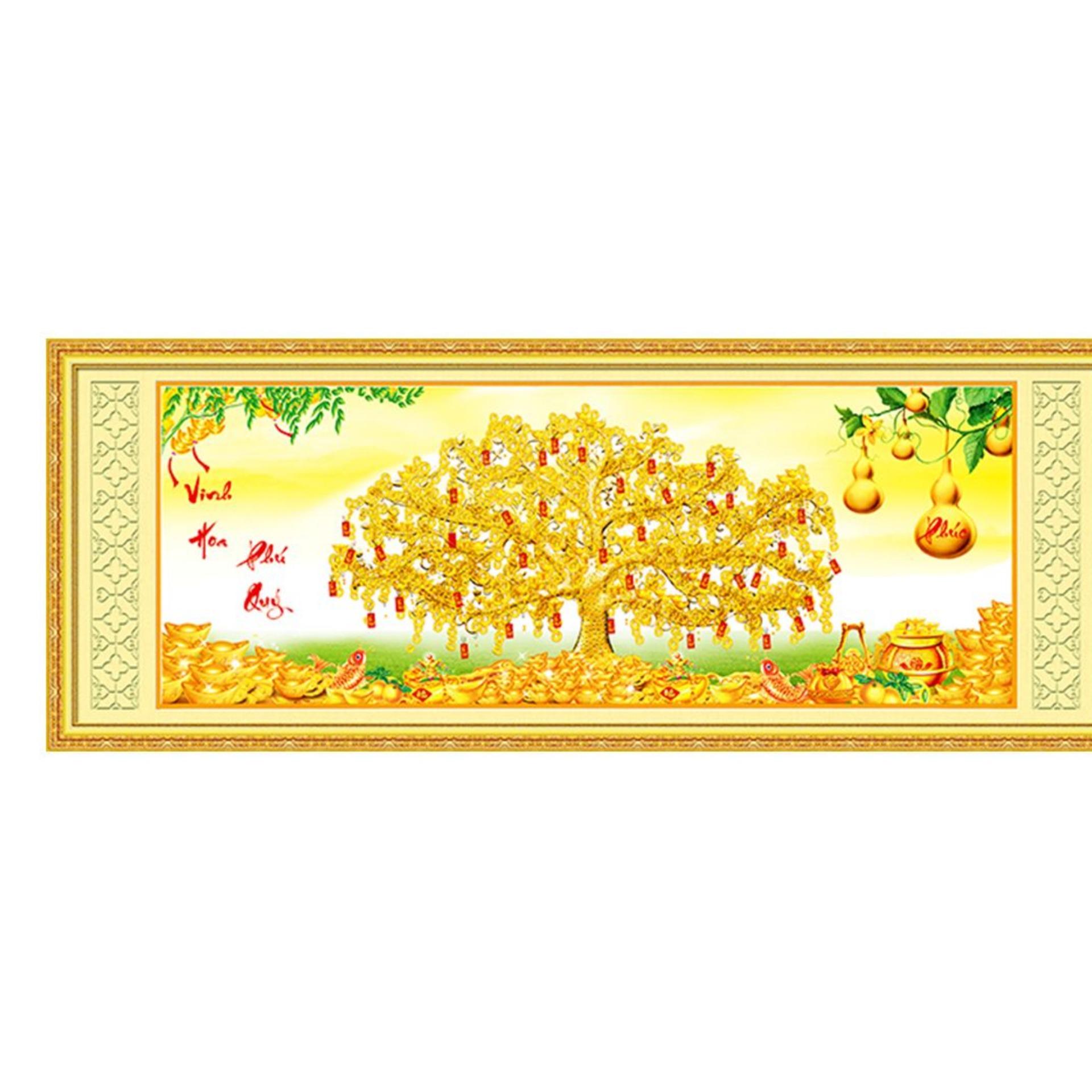YN5193- Tranh đính đá cây tiền-100X50CM