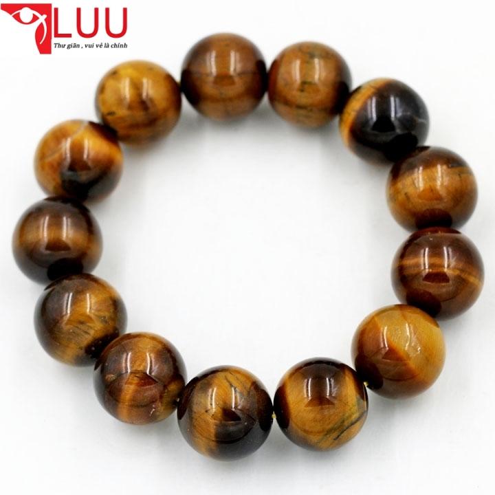 [HCM]Vòng tay đá mắt hổ đen ánh vàng 16ly