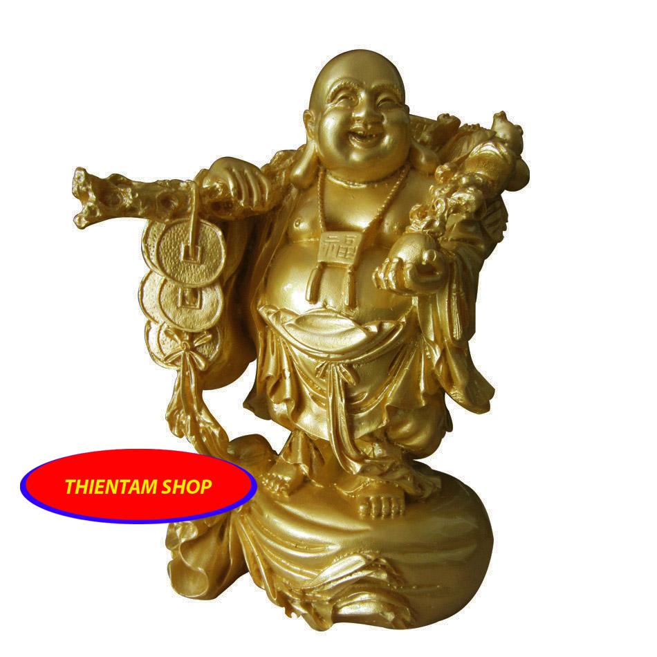 Tượng đá poly phật di lặc đứng bao tiền vàng DLDV20