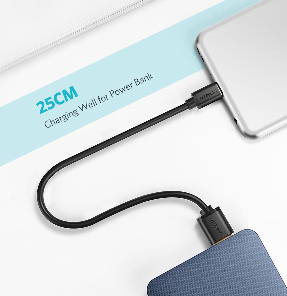 Cáp Micro USB 2.0 sang USB mạ vàng Ugreen 10834 0.25M (Cáp sạc Android) (Đen)