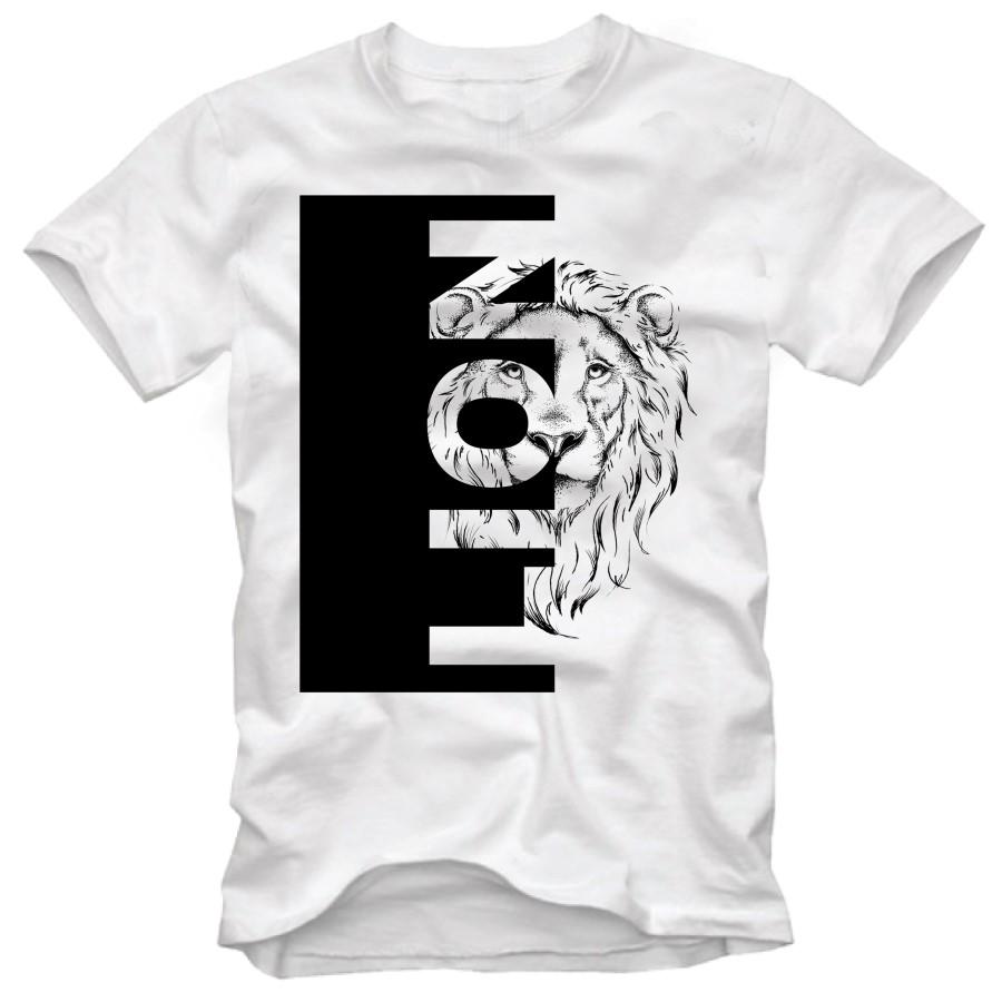 Áo thun nam in hình sư tử cao cấp ( Trắng )