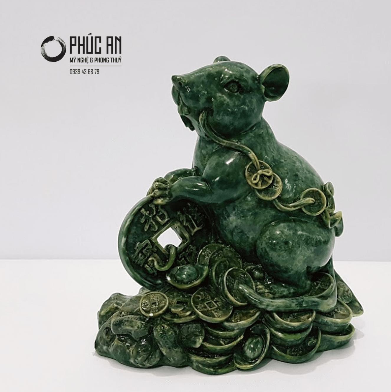 Tượng Đá 12 Con Giáp Phúc An - Tượng Đá Con Chuột (Tý) cao 17cm