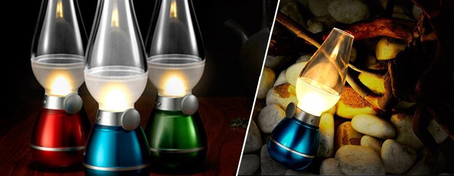 Đèn Dầu Điện Tử LED Thổi Tắt (Màu xanh lá), Đẹp hơn đèn led sạc để bàn đèn học kiêm đèn ngủ, Đèn ngủ để bàn gỗ phong cách Mỹ cao cấp DN19