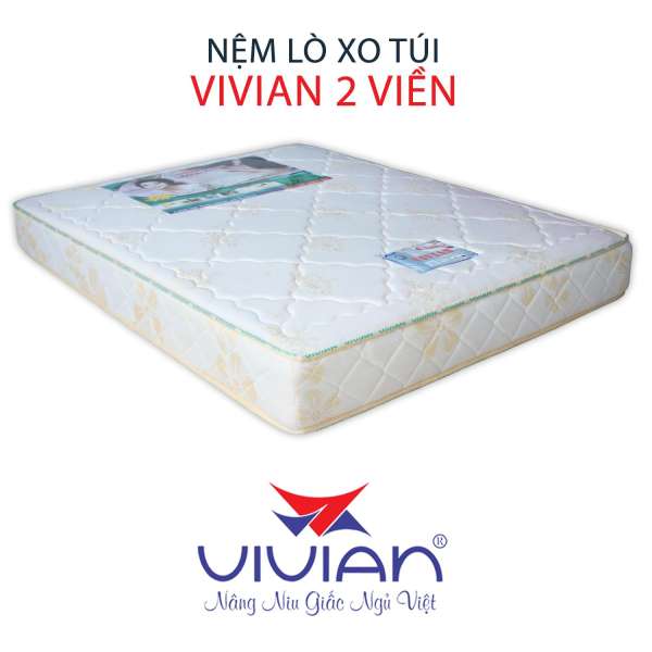 Nệm Lò Xo Túi Cao Cấp Vivian (1.0 x 2.0 m) Màu Trắng