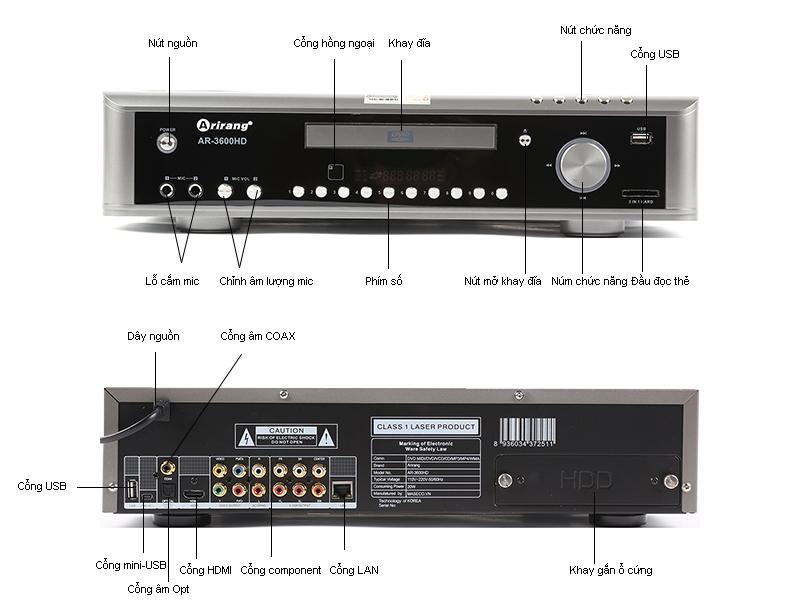 [HCM]Đầu Karaoke Arirang AR-3600HD (Đen)