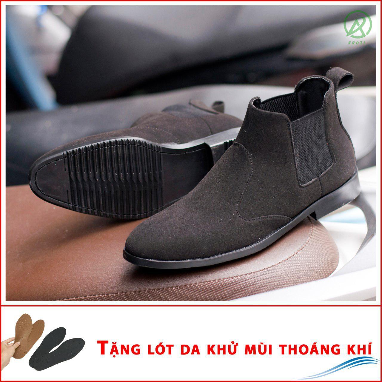 Giày chealsea boot nam cạnh chun đen buck CB520-DENBUCK ( L)