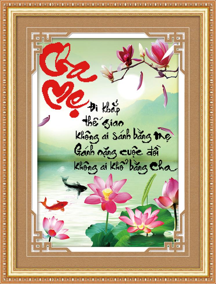 Tranh thêu chữ thập cha mẹ 223003