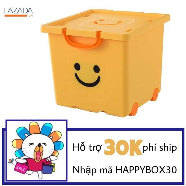 Thùng nhựa đựng đồ có bánh xe Happy Box - YW-07 (Vàng nhạt)