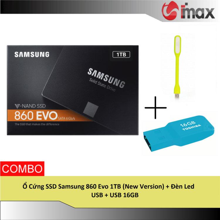 [Trả góp 0%]Ổ Cứng SSD Samsung 860 Evo 1TB (New Version) + Đèn Led USB + USB 16GB