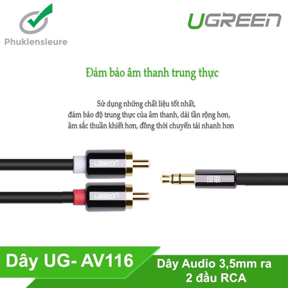 Cáp audio 3.5mm ra 2 đầu RCA 1.5M UGREEN UG-10583 ( cao cấp)