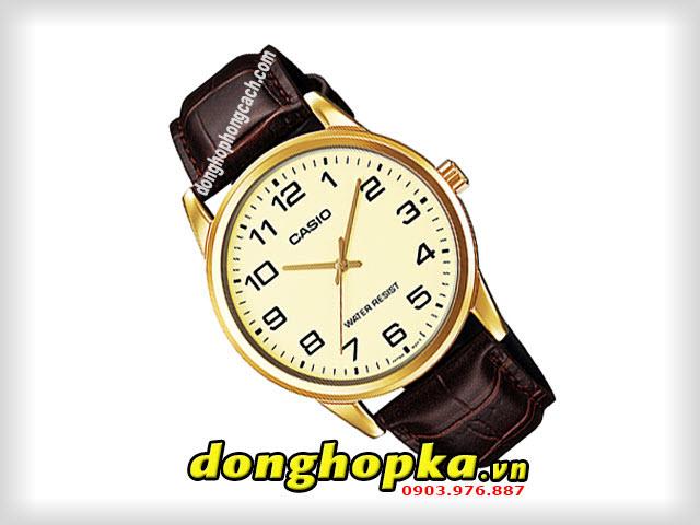 Đồng hồ nam dây da Casio MTP-V001GL-9BUDF (Nâu)
