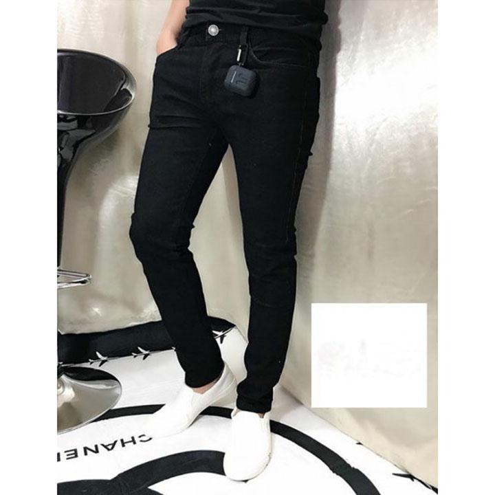 Quần Jean Nam Màu Đen Dáng Trơn Ôm Body Ống Bó