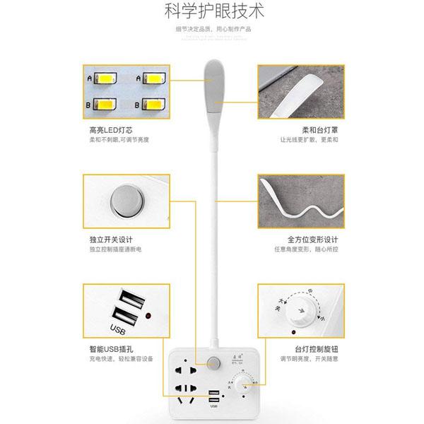 Ổ cắm điện có cổng sạc USB và đèn