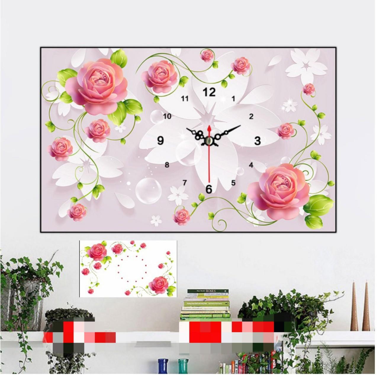 [HCM]Tranh Đính Đá Đồng Hồ Y8017 80x53cm