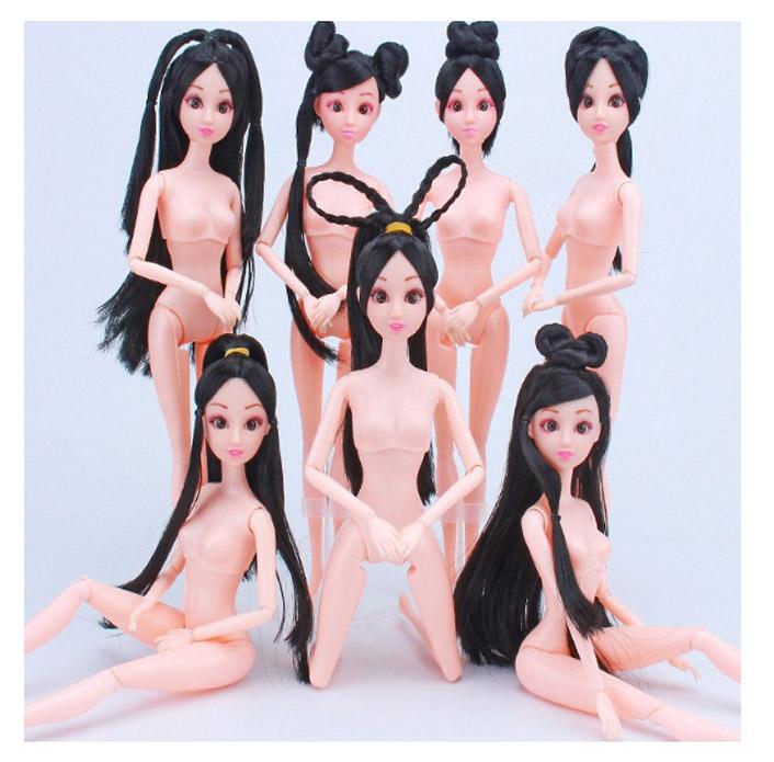 Set Bộ  Đôi Búp Bê 12 Khớp Tóc Quấn Cổ Trang Trơn