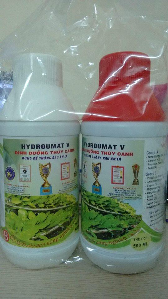 2 cặp (4 lọ) HYDROUMAT V dung dịch thủy canh cho RAU ĂN LÁ