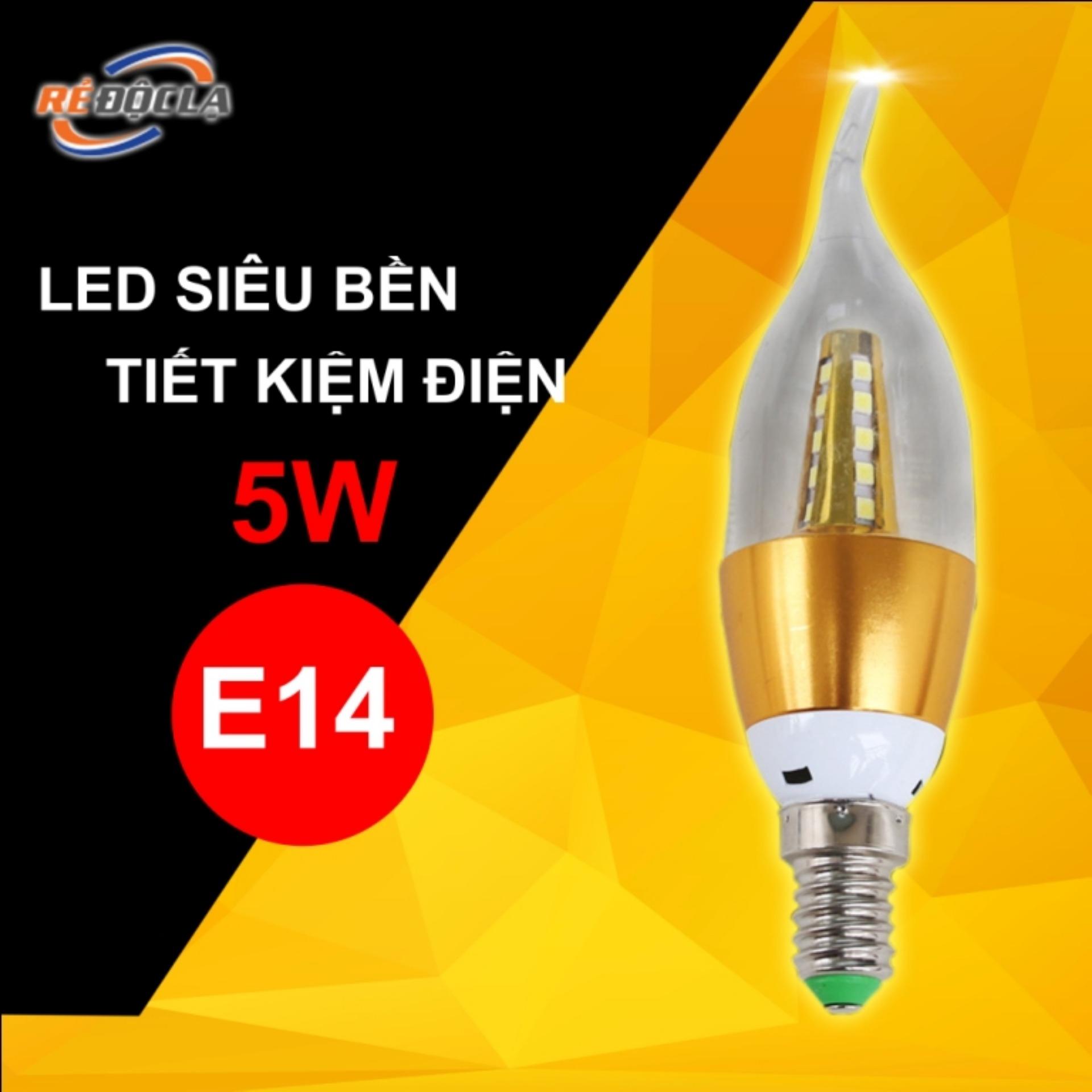 Bộ 2 bóng đèn led nến 5w e14 - ánh sáng vàng