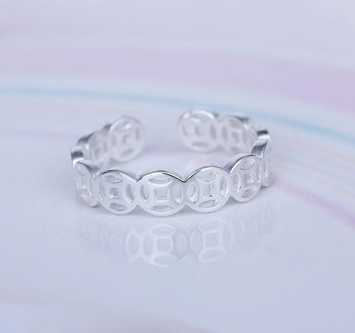 Nhẫn Kim Tiền Free size Bạc 925 Free Size