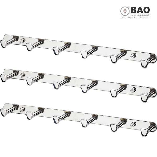 Bộ 3 cái móc áo 6 chấu gắn trên tường BAO - BN336 (INOX 304)