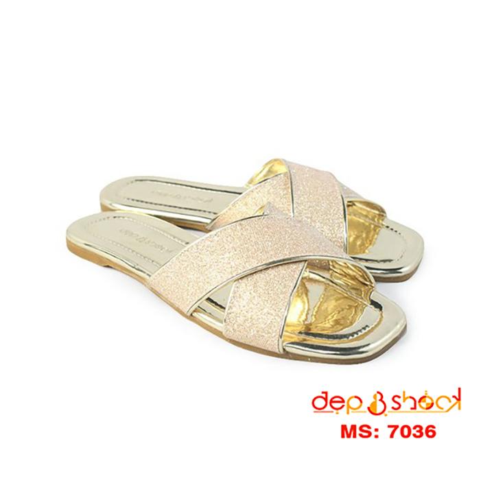 Dép nữ quai chéo ánh kim bigsize