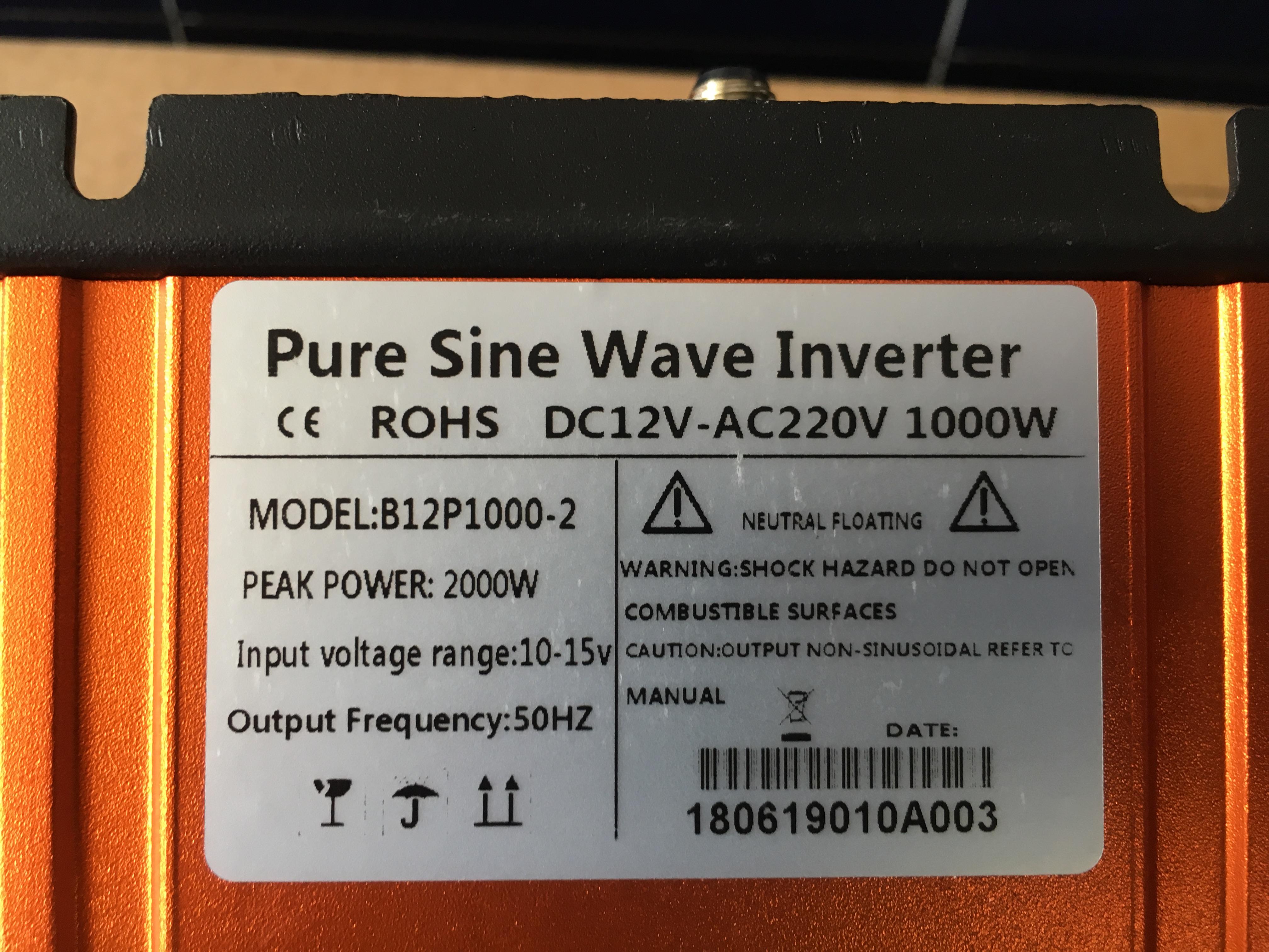 Kích điện sóng sin tinh khiết 12v-220vol/1000w CNBOU