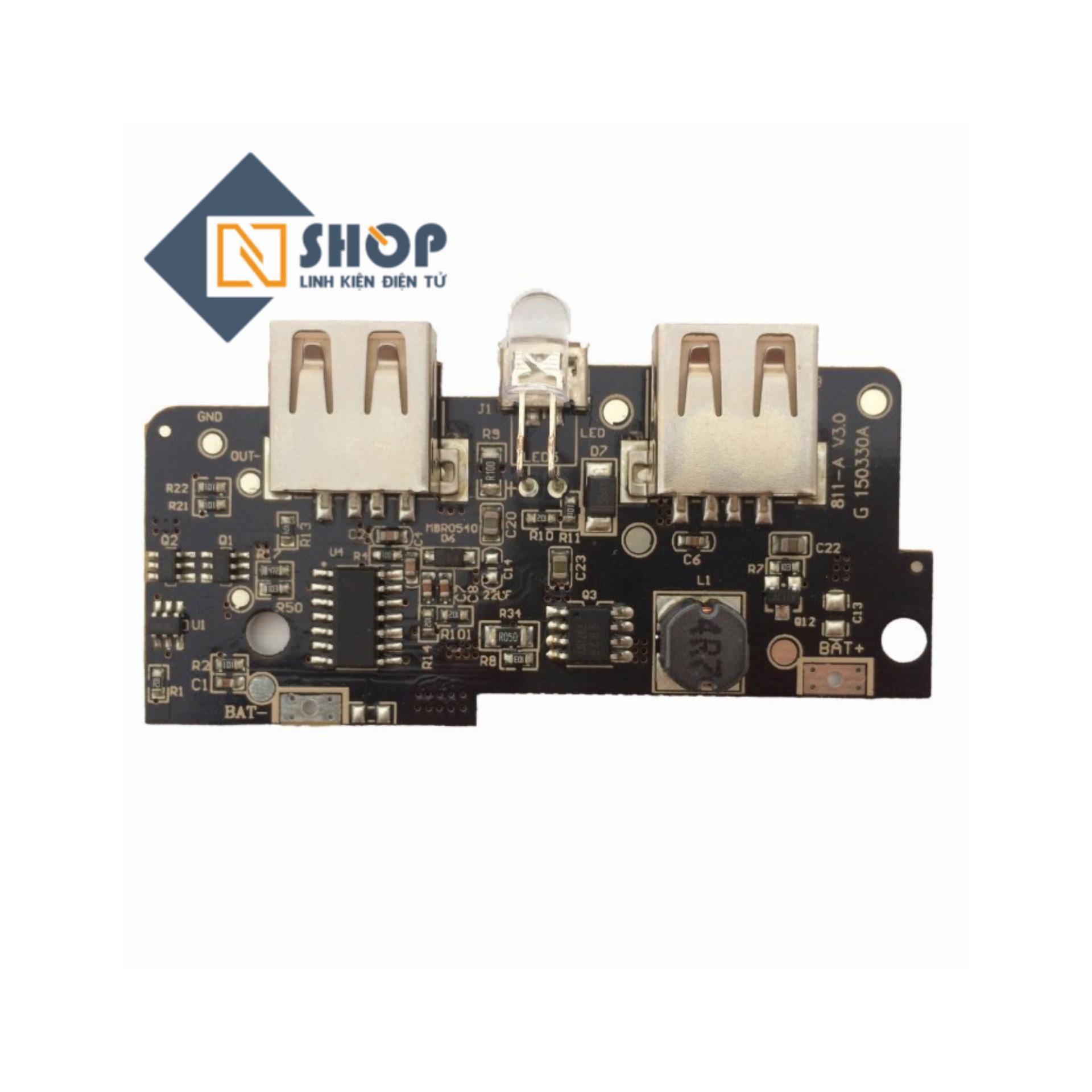 Mạch Sạc Pin Dự Phòng 2 Cổng USB Tích Hợp LCD