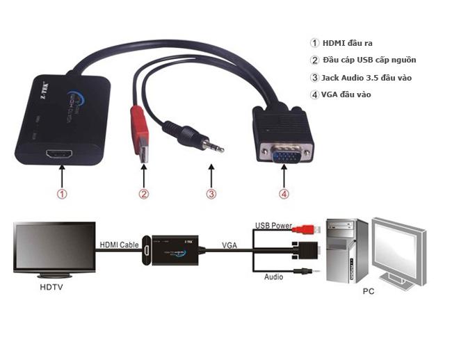 Dây chuyển đổi VGA ra HDMI