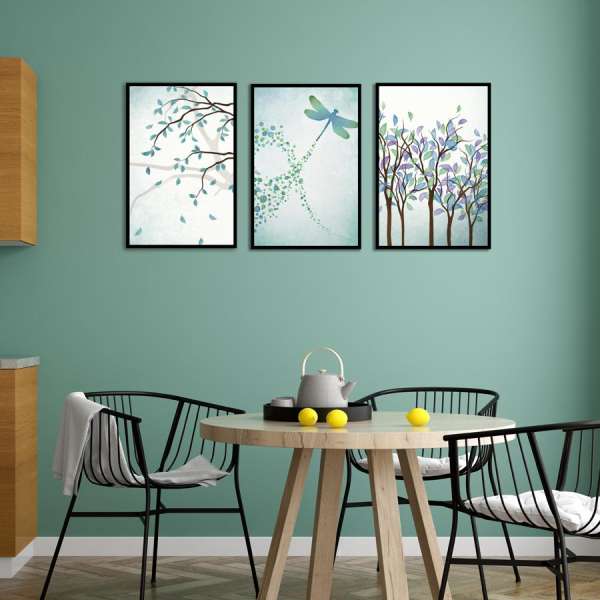 Bộ 3 tranh canvas 40x60cm hiện đại trang trí phòng khách tặng kèm sơ đồ treo tranh và đinh - Khung Hình Phạm Gia PG64