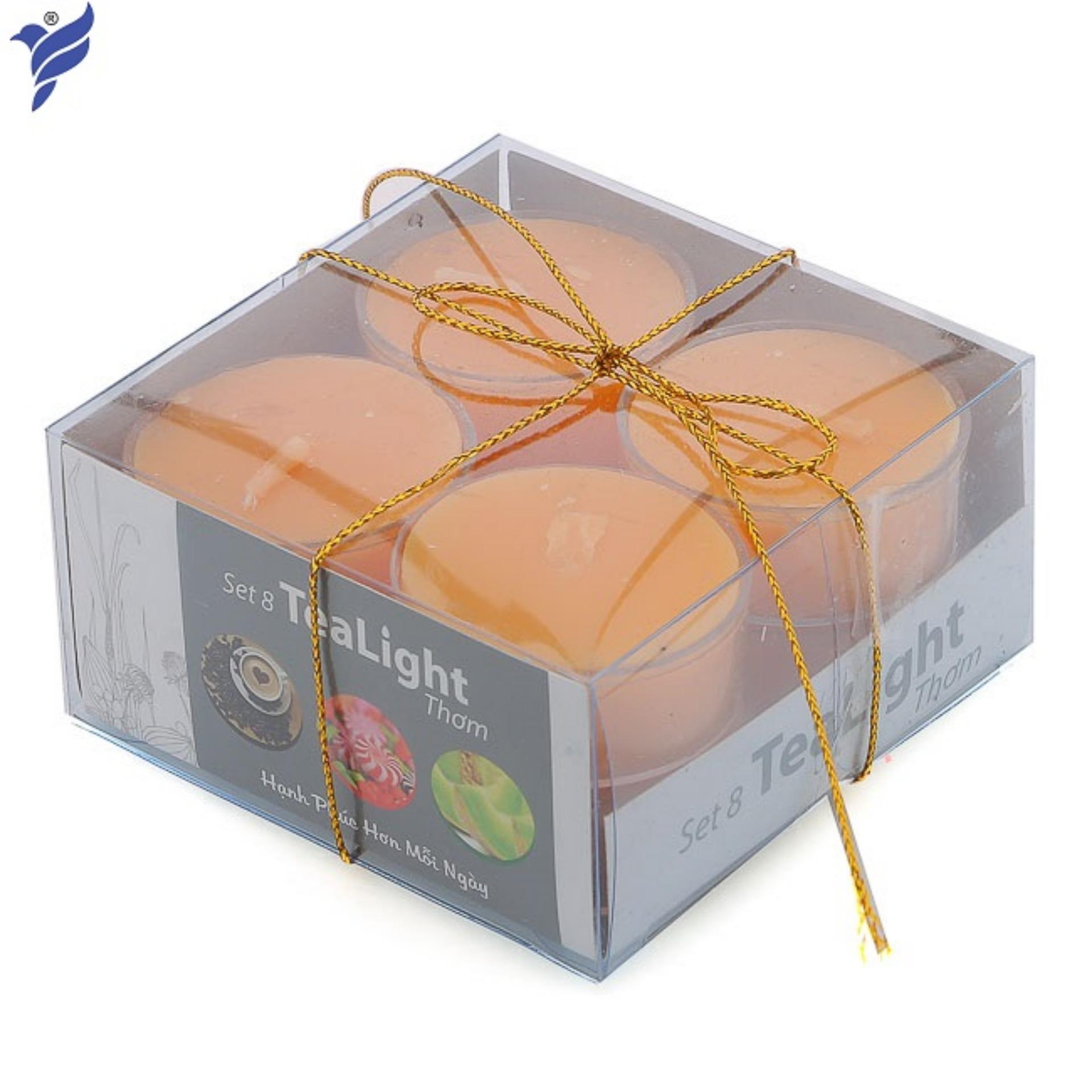 Bộ 6 hộp nến tealight thơm đế nhựa (8 nến/hộp) NQM FtraMart (Cam)