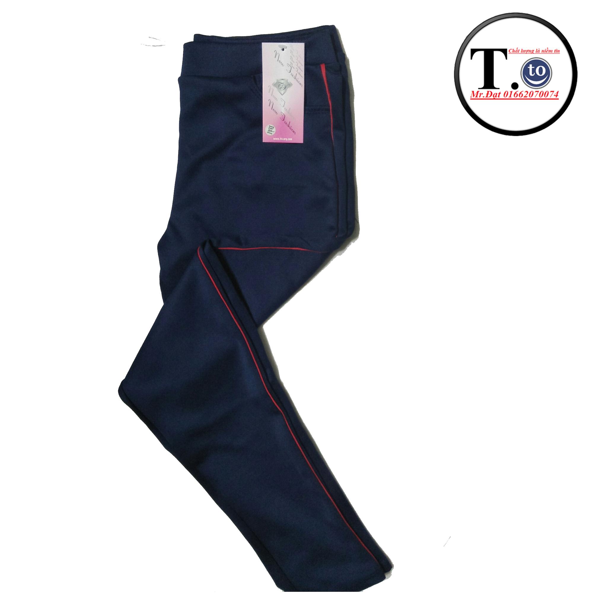 [HCM]Quần thun nữ - legging màu XANH ĐEN 5 VIỀN (Ôm body quần màu xanh đen viền sọc màu Đỏ - trắng - cam - xanh - hông)