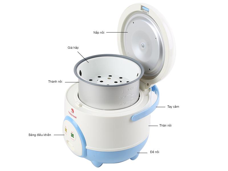 Nồi cơm điện 1.2 lít  HappyCook HC-120 (Trắng phối xanh)