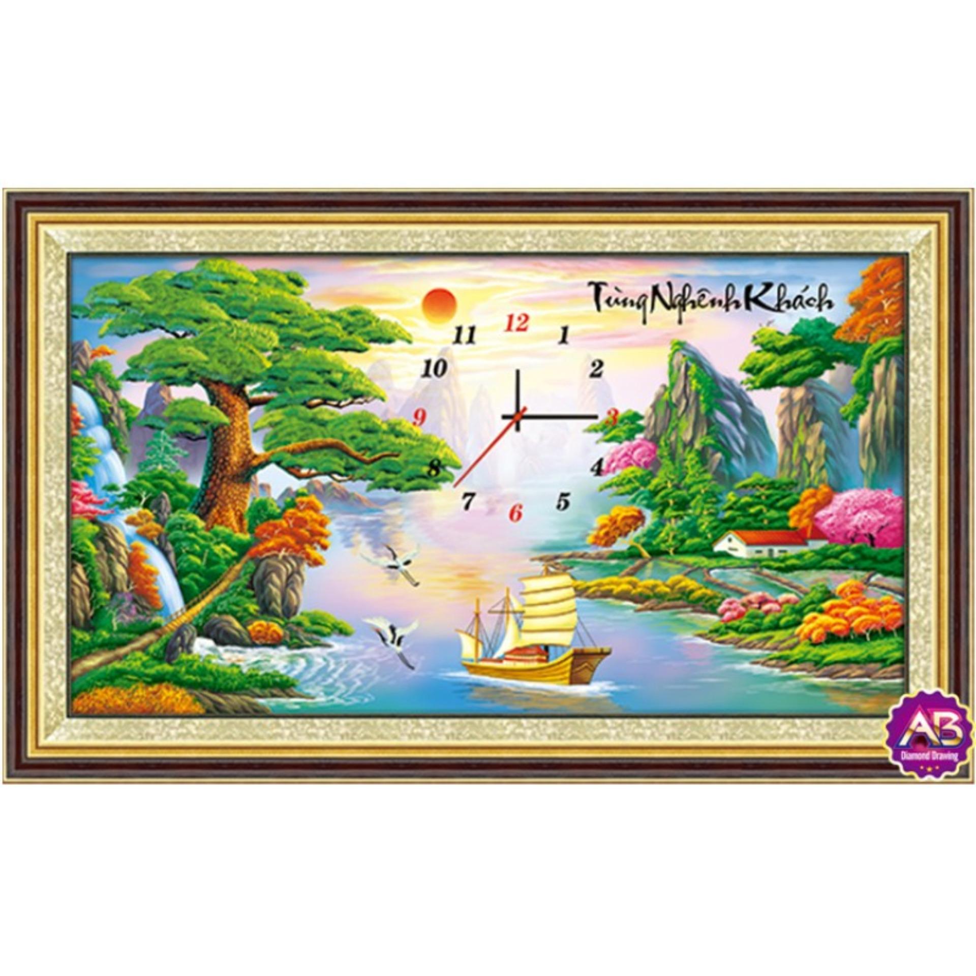 Tranh đính đá đồng hồ tùng nghênh khách DF201