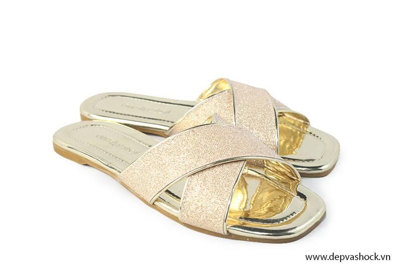 Dép nữ quai chéo kim tuyến big size