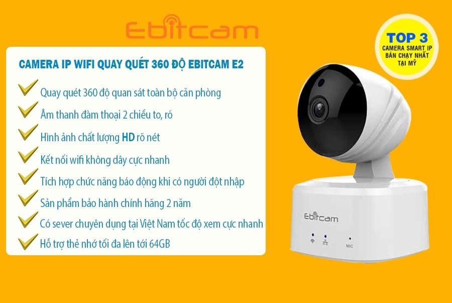 Camera IP Wifi 2.0MP Ebitcam E2