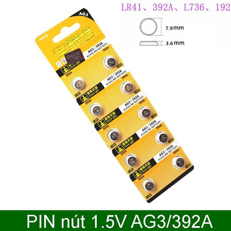 Bộ 10 viên pin cho máy trợ thính và đồng hồ tianqiu alkline ag3 392a
