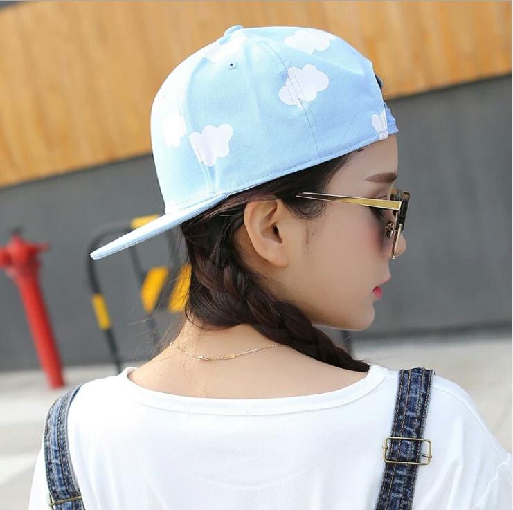 Nón snapback lưỡi trai nữ chất liệu cao cấp mầu xanh mây trắng