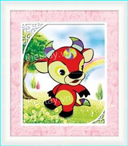 Tranh Đính Đá ABC 3D  Sửu, Trâu DF2374 (KHÁCH TỰ ĐÍNH) kt:30X36CM