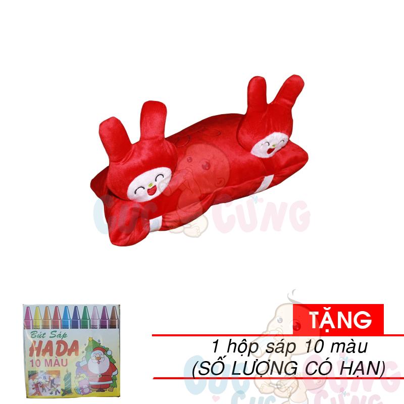Gối đi xe máy 2 đầu (hình Thỏ) - Tặng 1 hộp sáp 10 màu - goi di xe may