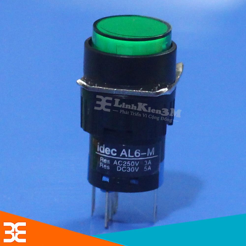 Nút Nhấn Đề 20mm-220VAC AL6- M Nhấn Nhả Có Đèn