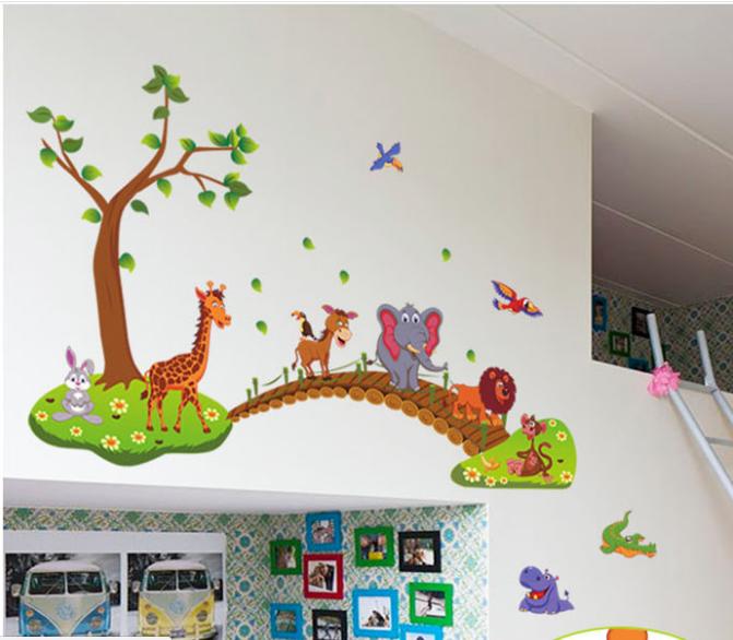 Decal dán tường Thú rừng qua cầu ABC1041-69
