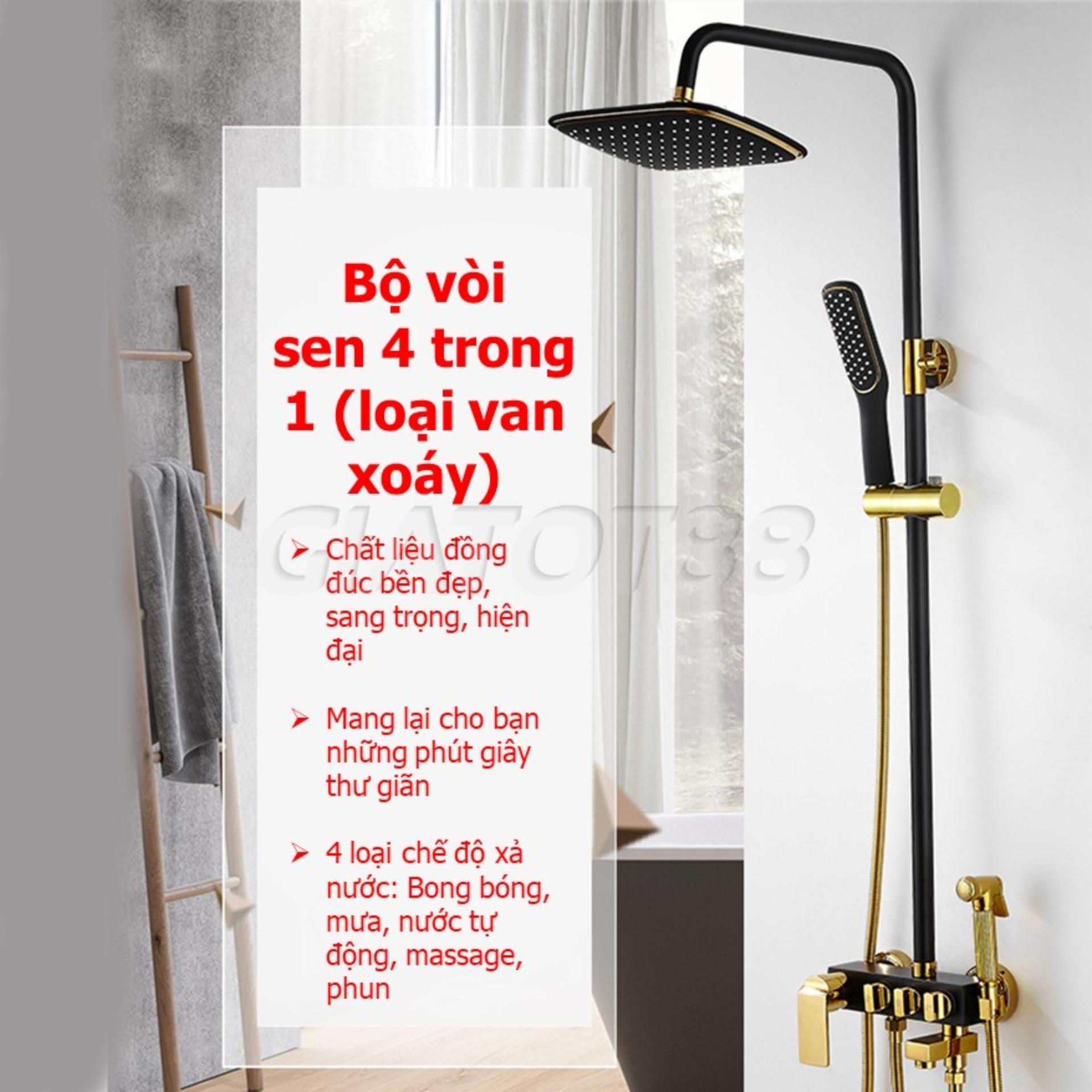 Bộ Vòi Sen Tắm Cao Cấp, Bộ Vòi Sen 4 Trong 1 Loại Van Xoáy Chất Liệu Đồng Đúc Cao Cấp, Thiết Kế Sang Trọng Tôn Nên Vẻ Đẹp Ngôi Nhà Bạn