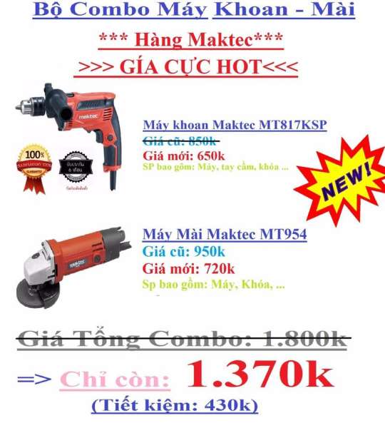 Bộ Combo máy mài Maktec - Máy khoan Maktec