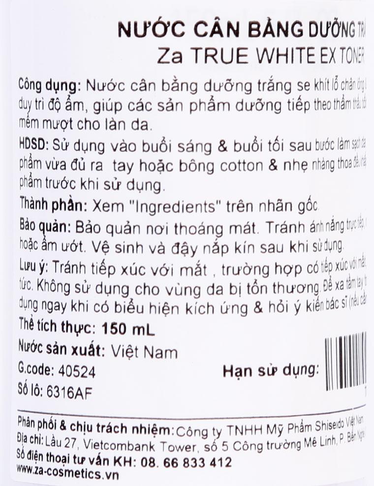 Nước Hoa Hồng ZA True White Ex Toner 150ML