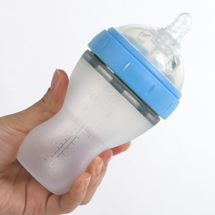 [HCM]Bình sữa silicon Gluck Premium 240ml (Màu xanh)