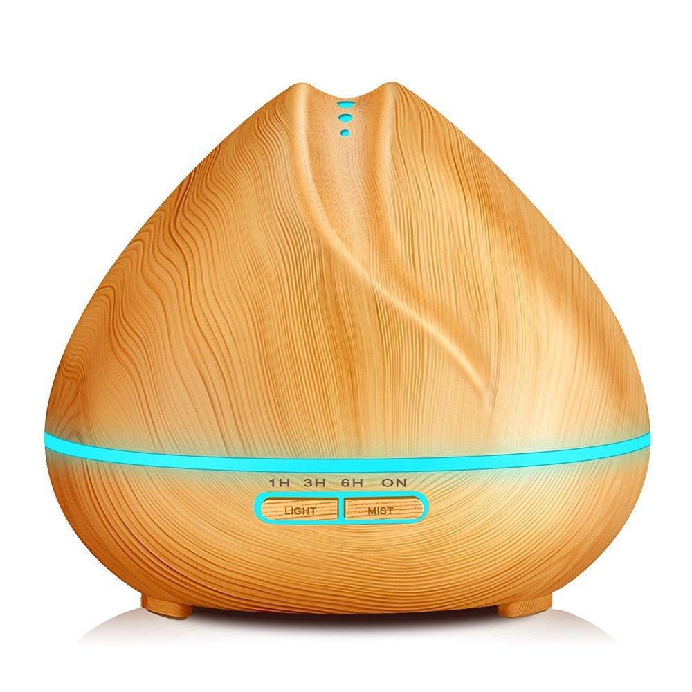 Máy xông tinh dầu bình vân gỗ AROMA-500ML Kèm remote