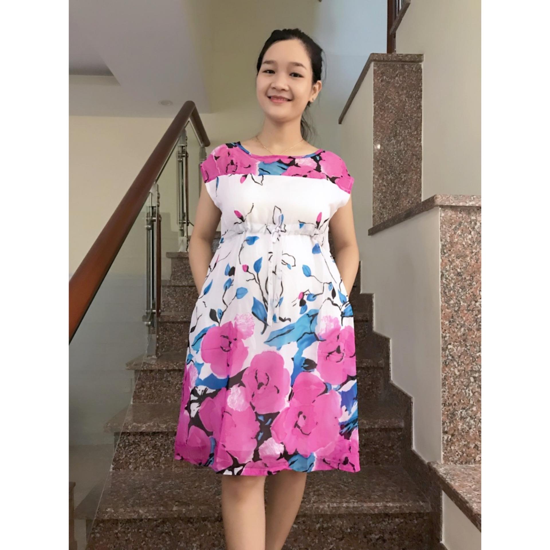 Đầm bầu voan thắt nơ eo (đỏ)